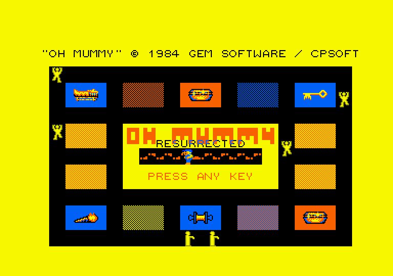 Oh Mummy Resurrected start screen